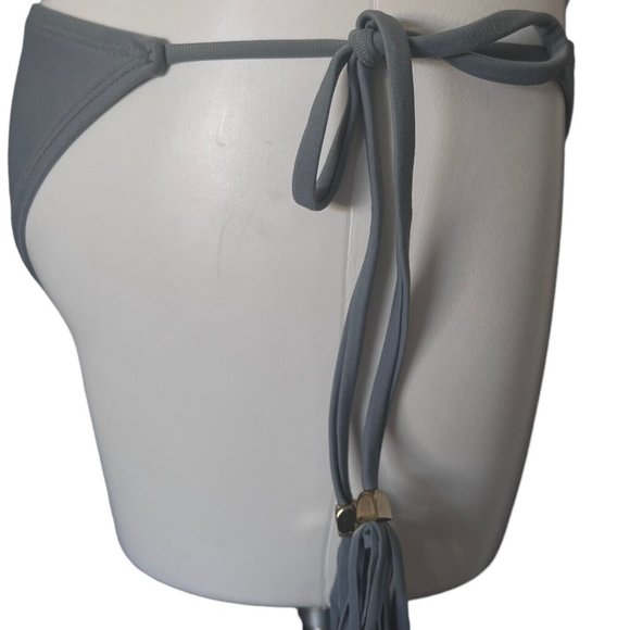 Kandy Wrapper Bikini Bottoms Grey Ties Side Tassel String Bathing Suit New Med - Picture 3 of 12